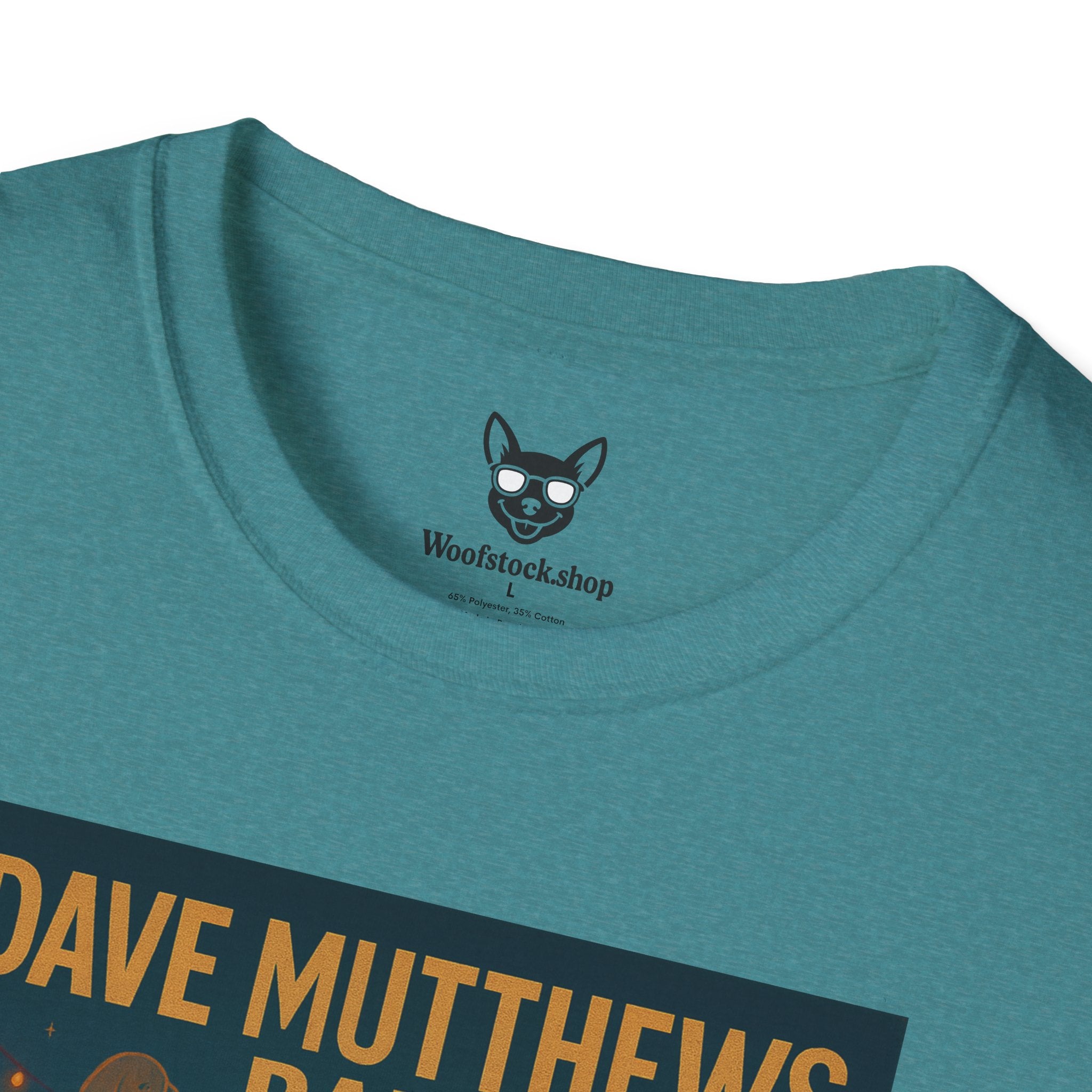 Dave Matthews Band Concert Poster Dog Parody Unisex Softstyle T-Shirt -- Funny Dog Concert Tee for Music and Dog Lovers